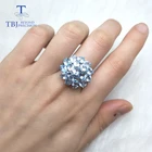 Женское кольцо с подвеской TBJ, романтическое кольцо с натуральным голубым топазом из серебра 925 пробы, повседневная одежда для вечеринок