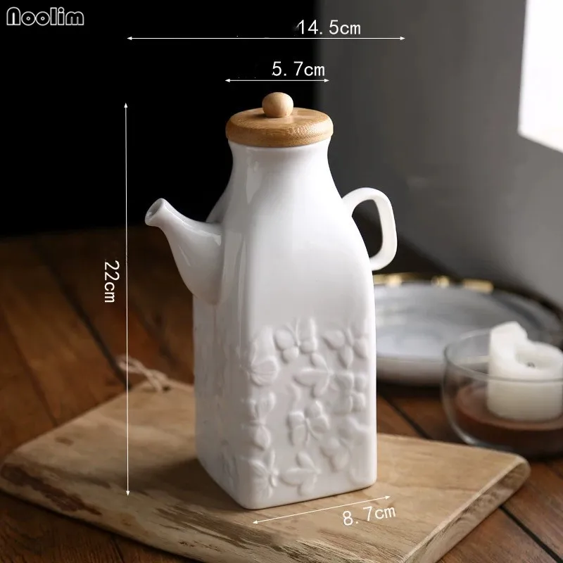 Square-A L Креативная бутылка для оливкового масла, керамическая банка для соуса для кухни, горшок для приправ и уксуса, японский стиль, соусница, бутылка для масла, кухонные инструменты - Цвет: Square-A L