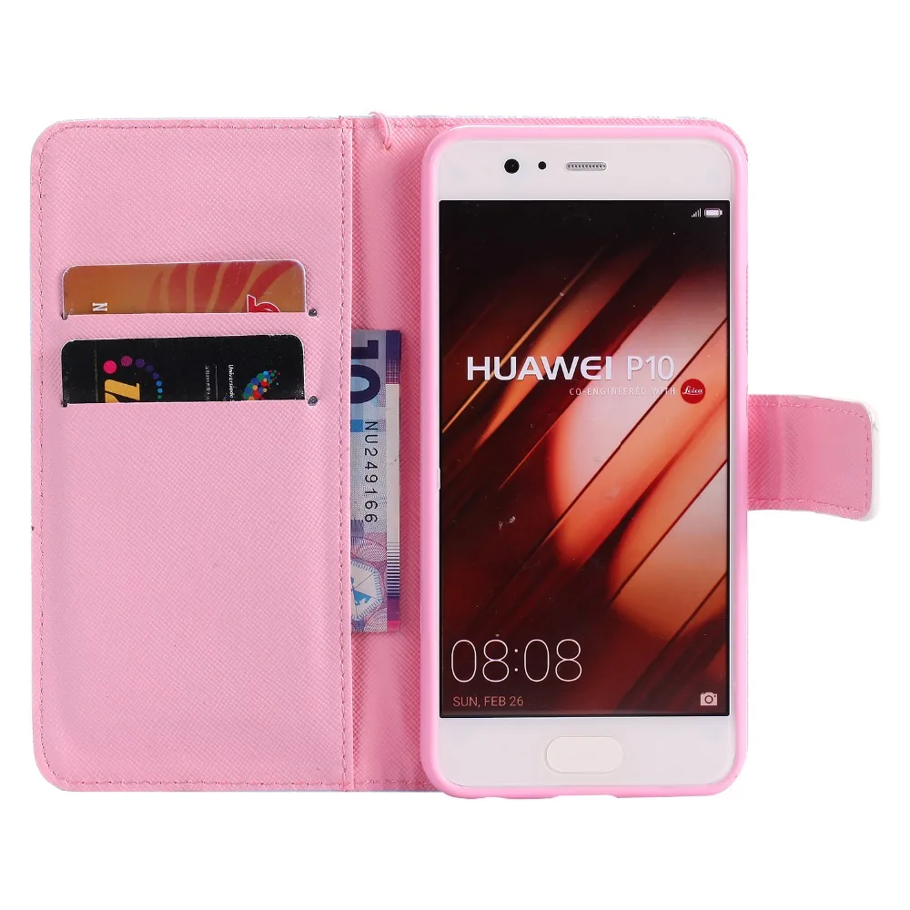 Чехлы с цветной рамкой для huawei P8 Lite mate 10 Pro 20 X P10 Plus P Smart из искусственной кожи с подставкой Чехлы с животными DP06G