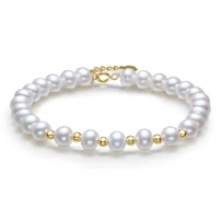 sinya natural freshwater pearls au750 gold beads strands bracelet for ladies girls length 16cm 17cm 18cm optional