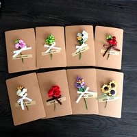 20setlot dry bow flower retro message gift business card kraft valentines day new year greeting cards