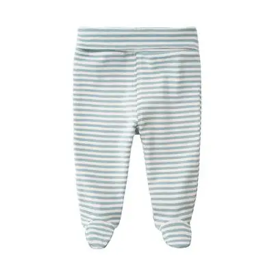 green strip Детские штаны унисекс для новорожденных, хлопковые брюки с высокой талией для малышей 0-3-6 месяцев, штаны с сумкой для маленьких мальчиков и девочек, носки, детские леггинсы - Цвет: green strip