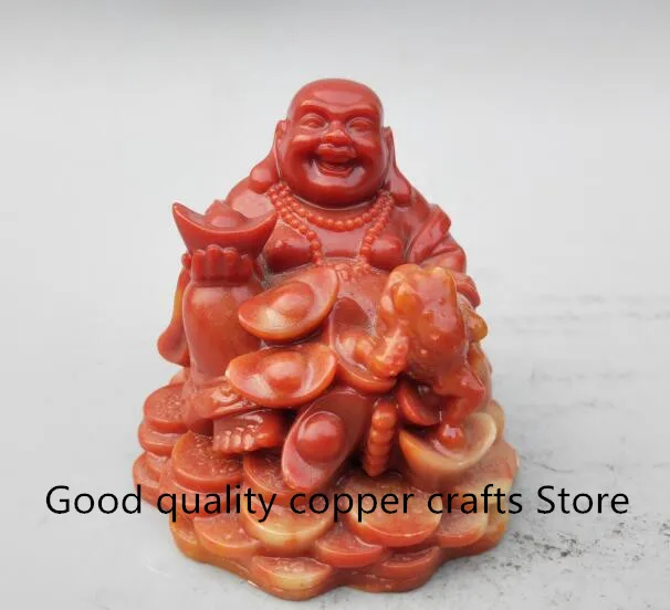 

China Imitation Shoushan Stone maitreya Buddha Golden toad statue