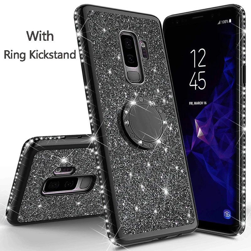 Diamond Shining Case For Samsung Galaxy S10 S9 S8 Plus Note 9 8 S10e Fashion 3D Jewelled Magnetic Ring Holder Phone Cover Fundas | Мобильные