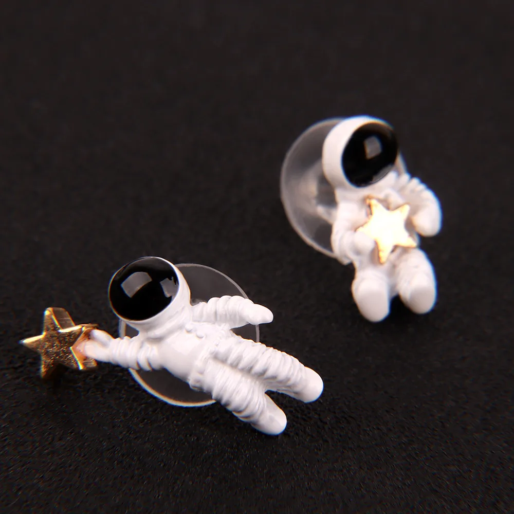 Креативные милые космические звезды дизайнерские серьги Асимметричный