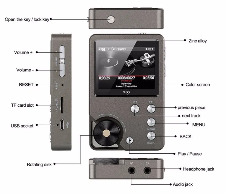 Новый обновленный музыкальный плеер Aigo Hi res Fi без потерь MP3 FLAC портативный mp3 мини