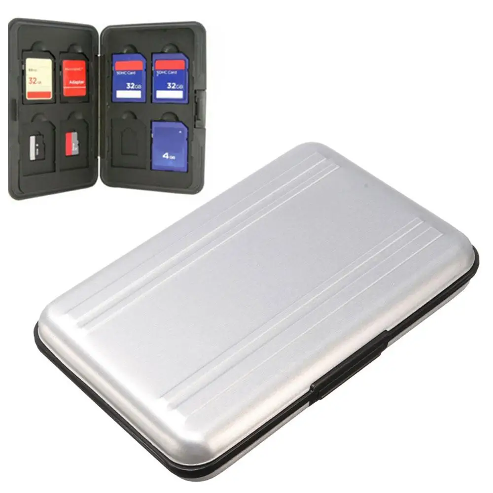 AMZDEAL Портативный чехол для карты памяти Micro SD Держатель водонепроницаемый однослойный алюминиевый 16 слотов для SD/SDHC/SDXC/Micro SD карты