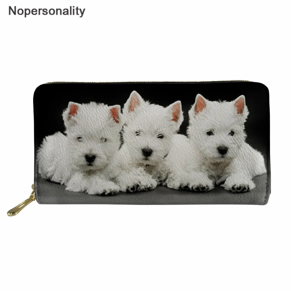 

Nopersonality Women Wallets Highland Terrier Print Female Long Leather Clucth Coin Purse Female Zipper Large Capacity Phone Bag