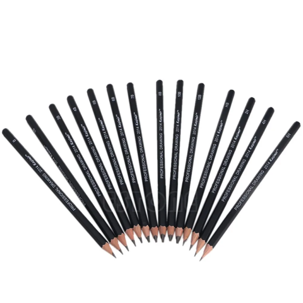 14Pcs Sketch Art Drawing Graphite Pencil 12B 10B 8B 7B 6B 5B 4B 3B 2B 1B 2H HB | Канцтовары для офиса и дома