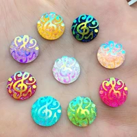 diy ab resin round 80pcs 12mm 3d music musical notes instruments cabochon strass flat back stone making findings ha98