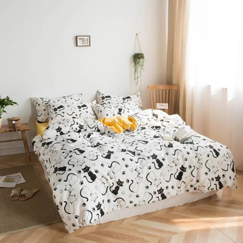 Pink Grey Yellow Hearts Bed Cover Duvet Cover Set Cotton Bedding Set Bedlinens Twin Queen King Flat Sheet Fitted Sheet
