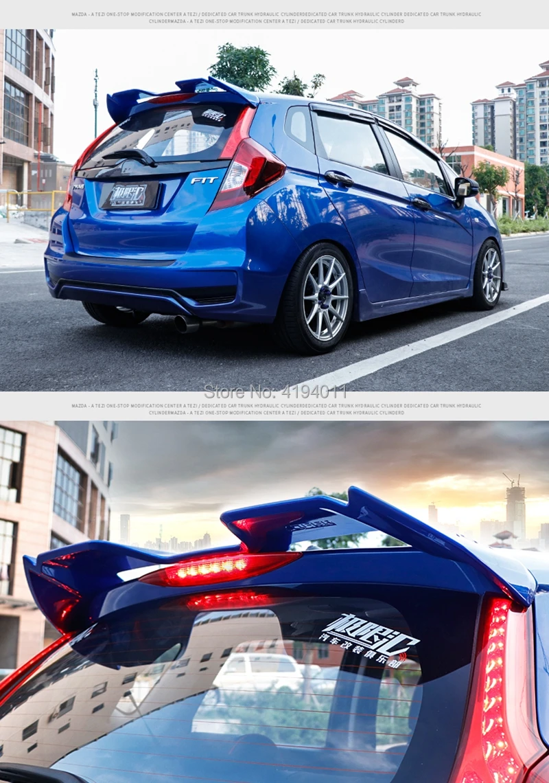 Для Honda Fit Jazz ABS Пластик Неокрашенный Грунтовка Цвет задний багажник на крыше крыла спойлер автомобиля для укладки волос
