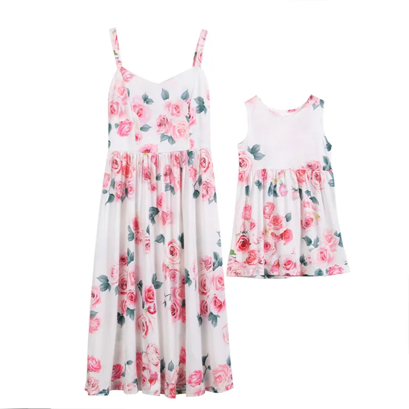 2018 летнее платье для мамы и дочки одинаковая модная одежда семьи в стиле бохо с