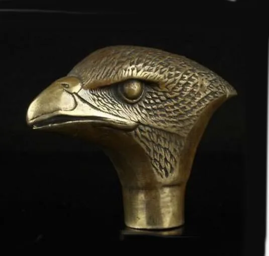 Китайская ручная работа латунь резьба Eagle собирать трость головы статуя|Статуи и