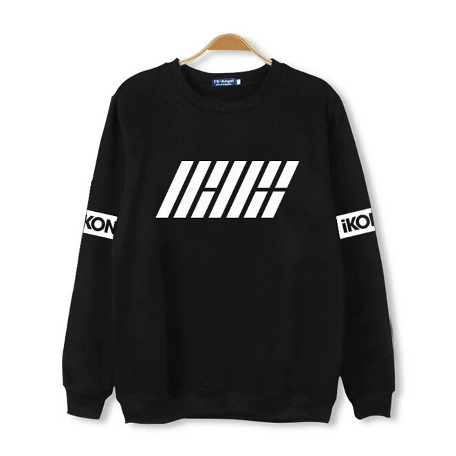 Новое поступление осени 2015 толстовки с капюшоном kpop new idol group ikon логотипом первого