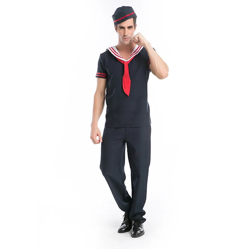 Взрослые мужские костюмы на Хэллоуин костюм матросского синего флота Косплей