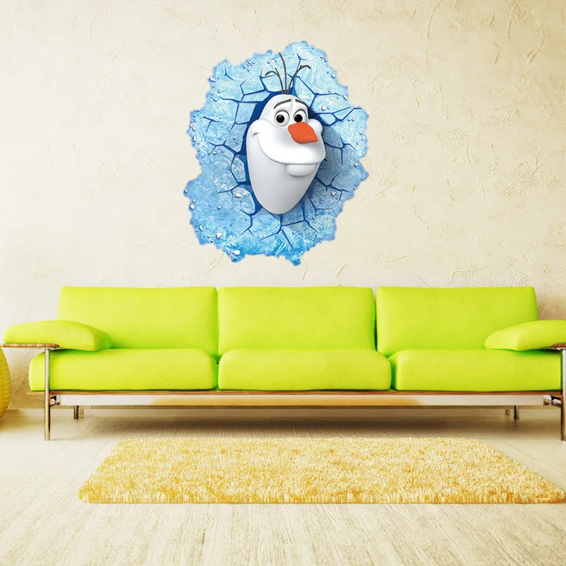 3D фильм мультфильм стены наклейки олаф на DIY ребенок обои арт дизайн украшение