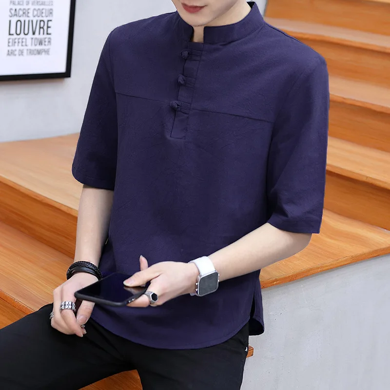 

New men's shirt fashion new cotton short sleeve shirts Chinese style linen shirt loose comfortable dropshipping clothes