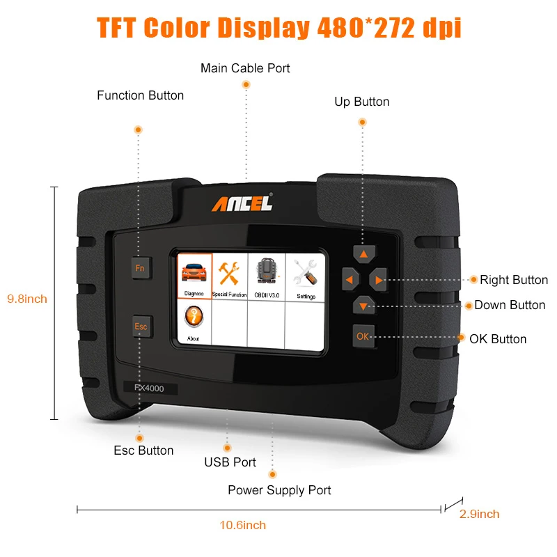 Ancel FX4000 OBD2 диагностический инструмент автомобиля полная система OBD 2 Профессиональный Автомобильный сканер ABS EPB масляный Сервис Сброс OBD сканер