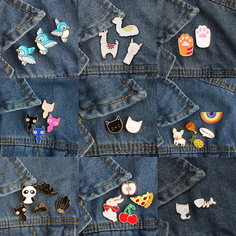 2 5 шт./компл. Мультяшные броши в виде животных кошек собак панд пингвинов пчелы