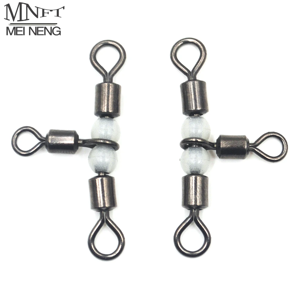 

MNFT 100Pcs Solid Luminous Rolling Triple Swivels 3-Way Rolling Swivels Fishing Triple Solid Ball Bearing Fishing Tackle