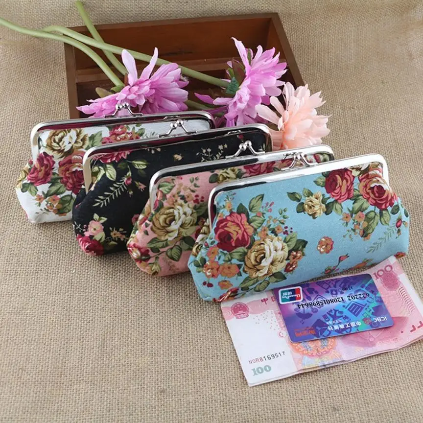 Милый кошелек для девушек Женская винтажная Цветочный принт мини сумка с