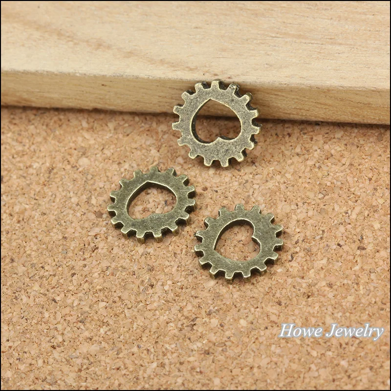 Оптовая продажа 128 шт винтажные Подвески Шестерня Кулон Античная бронза подходят