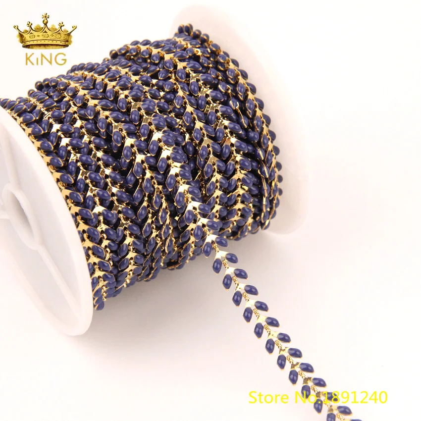 5meters Enamel Beaded Chains Findings,Enamel Chevron Chains,Fishbone Fishtail Chain,Flat Arrow Charms Rosary Necklace Bulk HX220
