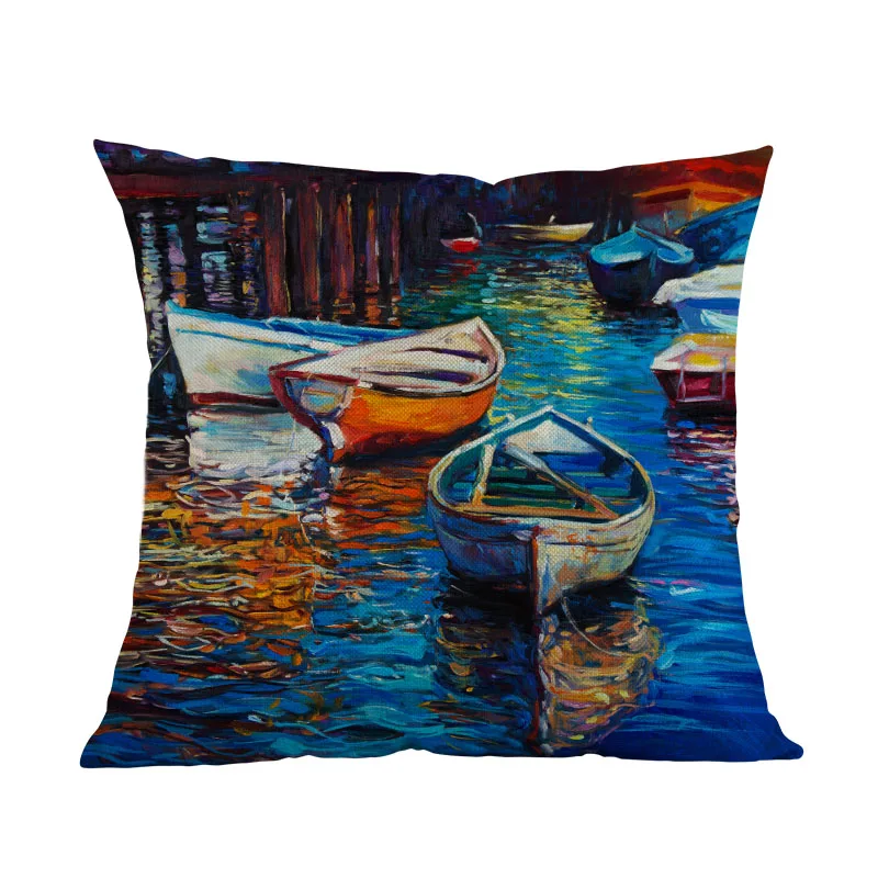 Картина маслом Стиль закат Морской маленький парусная лодка якорь пейзаж