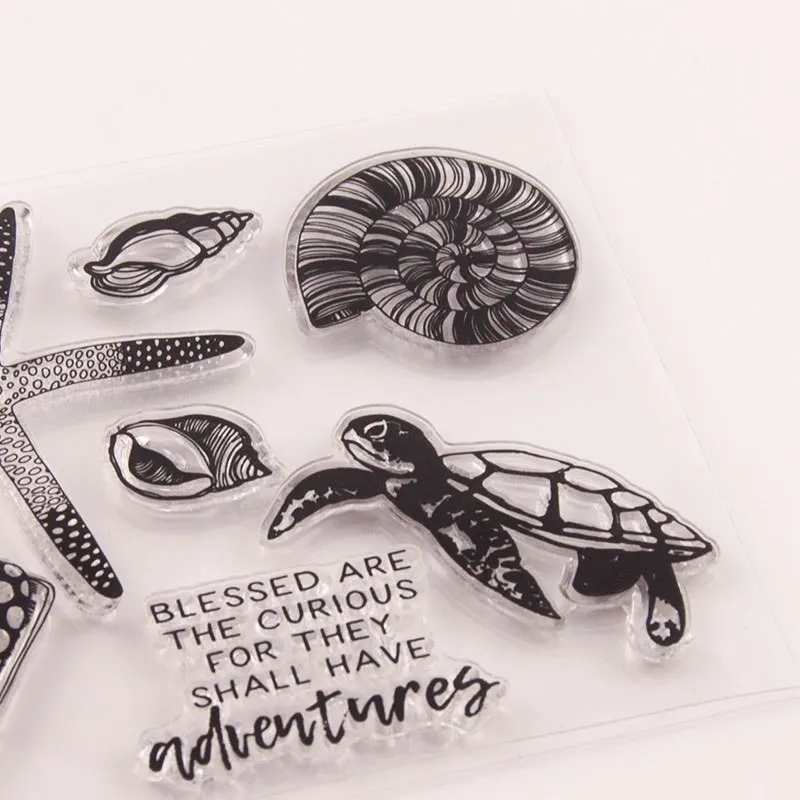 Морская звезда черепаха кончи слова прозрачный силиконовый штамп для печати DIY