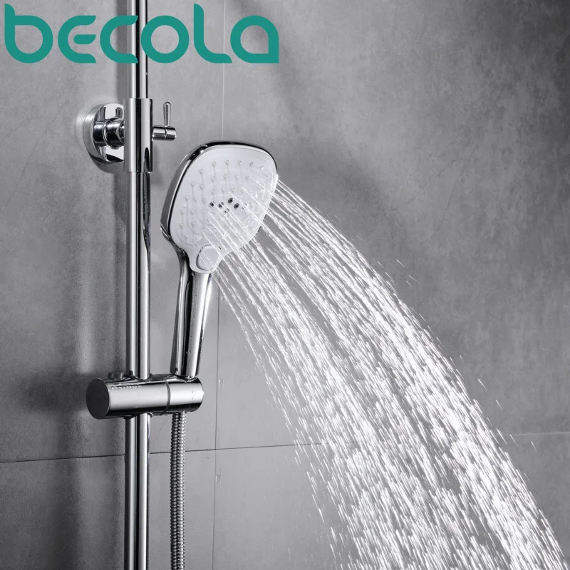 

becola Round Three-Function ABS chrome finish hand held shower head Water Saving High Pressure bathroom shower faucet B-529