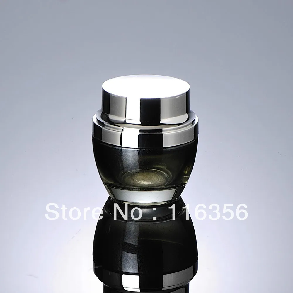 

30G black glass jar with silver cap