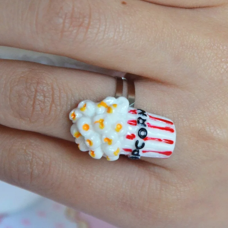 Оригинальный дизайн милое кольцо для попкорна женщин сделай сам ручная работа