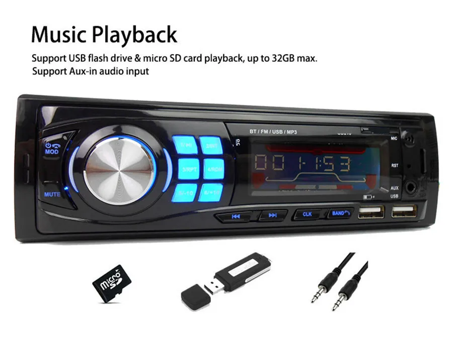 Автомагнитола 1DIN BT автомобильное радио аудио Автомобильный MP3-плеер Bluetooth