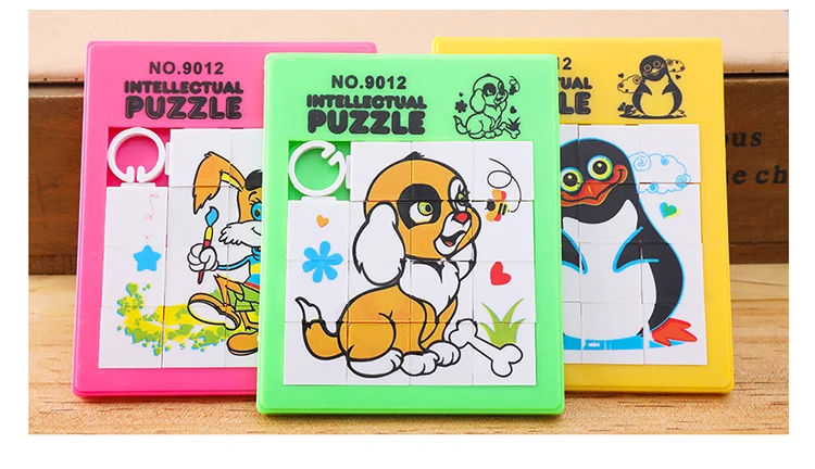 12 клетчатых классических слайдов головоломки игры цифровые и животные шаблон Обучающие пазлы Игрушки для детей подарок HT-501