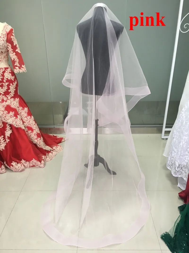 На заказ тюль розовый собор свадебная фата для невесты 2019 свадебные аксессуары veu