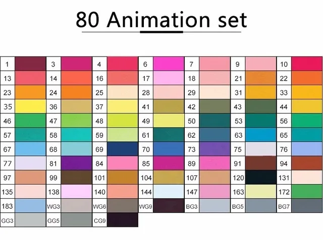 80 Animation set TOUCHNEW 30/40/60/80 Цвета маркер для рисования на спиртовой основе Маркеры Набор ручек для рисования манга двойной головой художественный эскиз маркер ручки для дизайна - Цвет: 80 Animation set