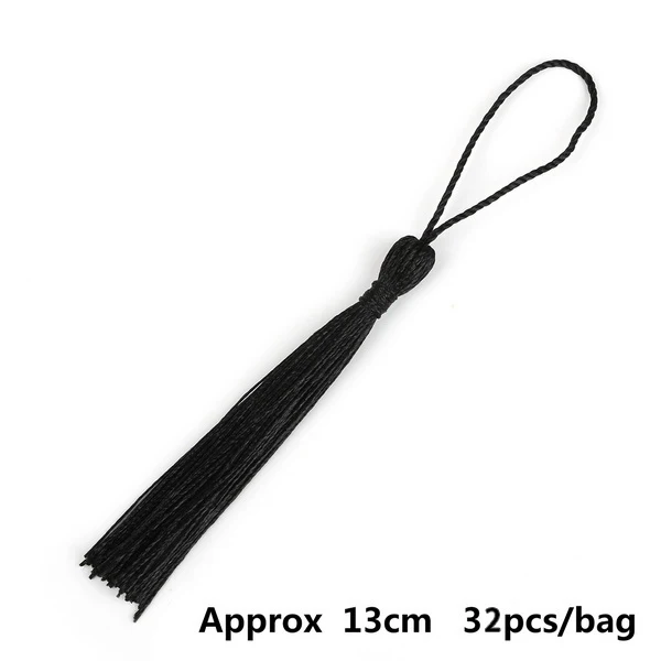 Black 32 шт./упак. полиэстер, шелк, с бахромой, с кисточками на каблуке 13 см хлопок Ленточки Накладка для пошива штор аксессуары DIY Свадебные украшения - Цвет: Black