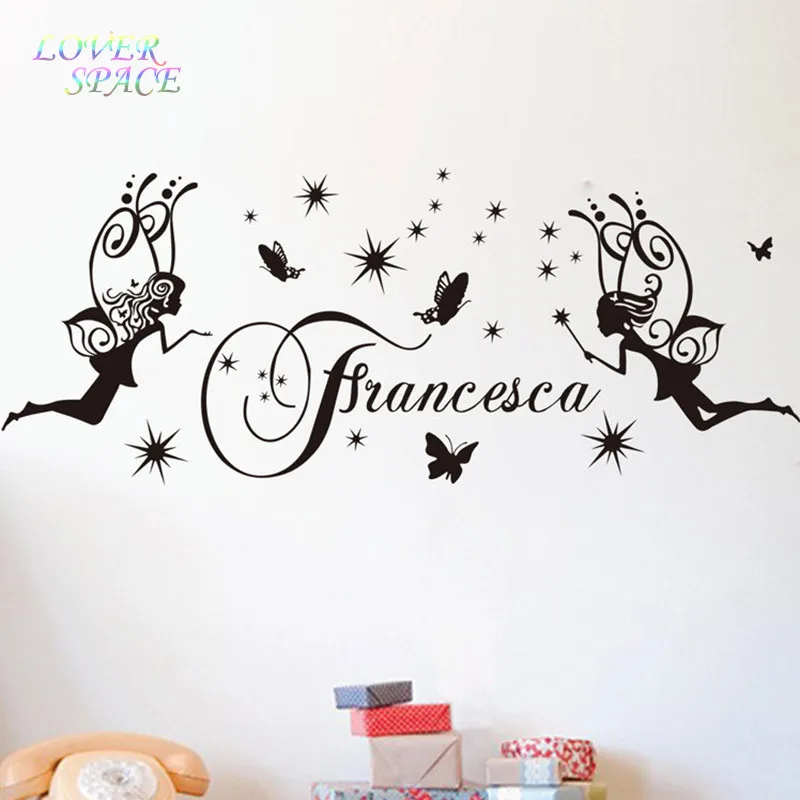 Персонализированные наклейки на стену с изображением ангела бабочки принцессы