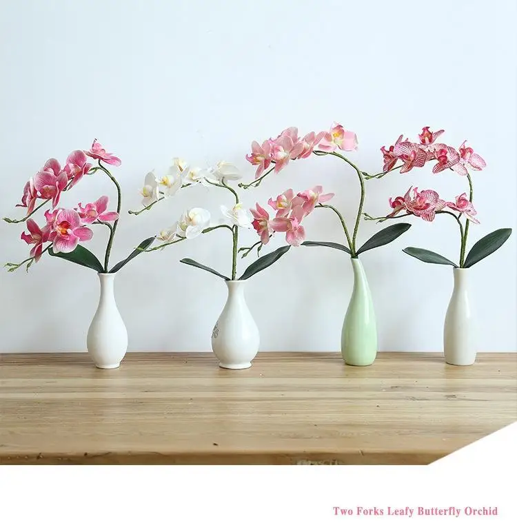 

Artificial Orchid Simulation Flower Green Plant With Leaves For Home Wedding Living Room Tv Desk Arrangement Decorative