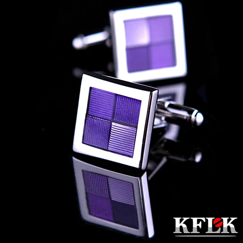 

KFLK Luxury shirt cufflinks married for mens Brand cuff buttons Purple cuff link High Quality gemelos abotoaduras Jewelry