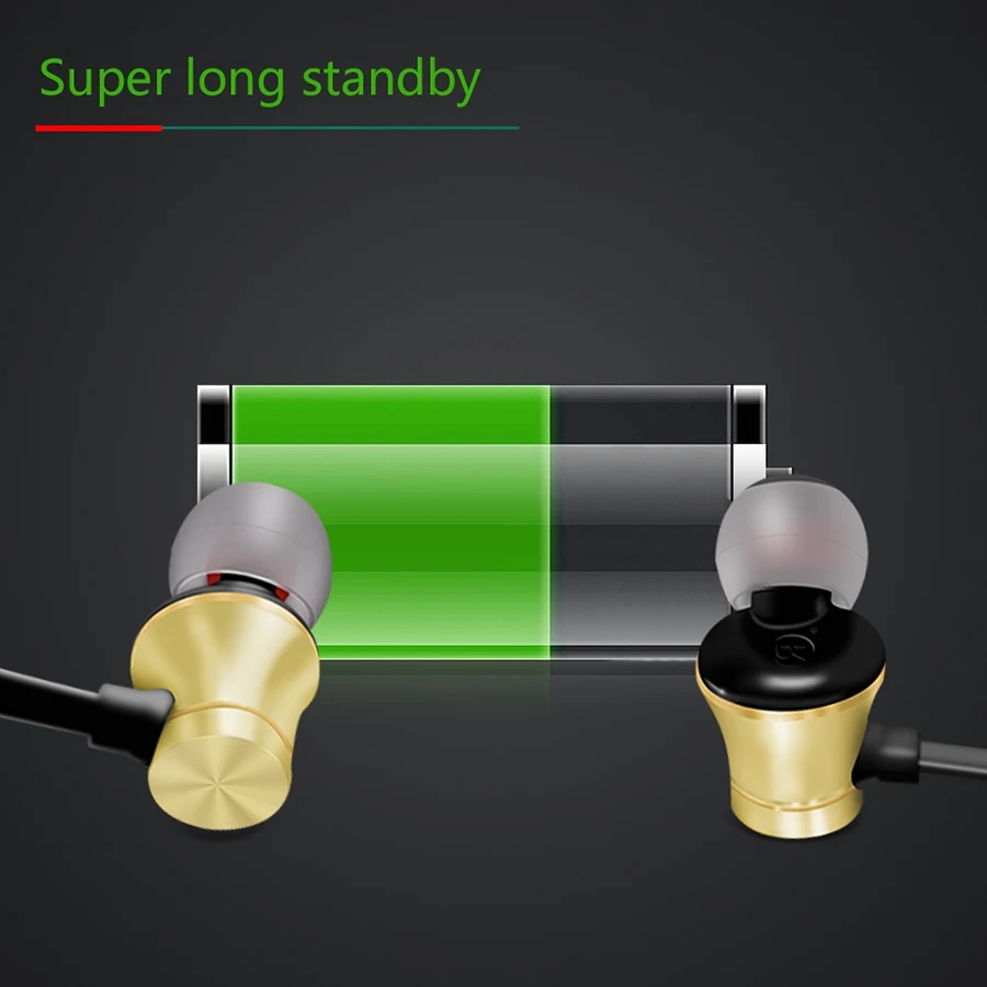 Беспроводные наушники с Bluetooth спортивные защитой от пота магнитными басами