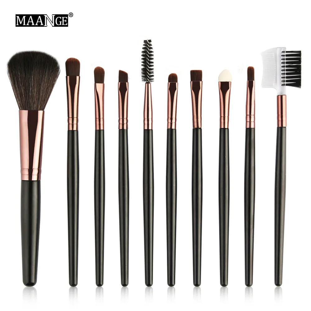 10pcs-HK MAANGE 6/15/18 шт набор кистей для макияжа Косметика тени для глаз, пудры, основы, кисточки для смешивания и нанесения Тональника, подводка для губ Красота Make up набор инструментов - Handle Color: 10pcs-HK