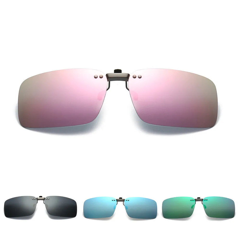 6 видов цветов Квадратные Зеркальные поляризованные солнцезащитные очки клип