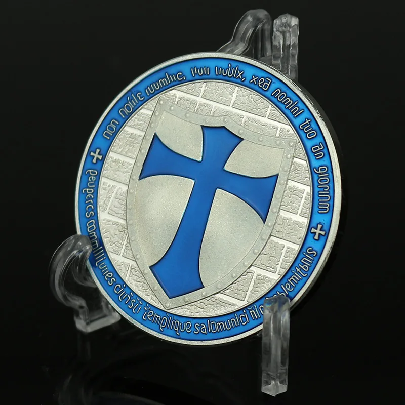 Синий Серебряный крест Рыцари темплар крестоносцев медаль МОНЕТА памятная