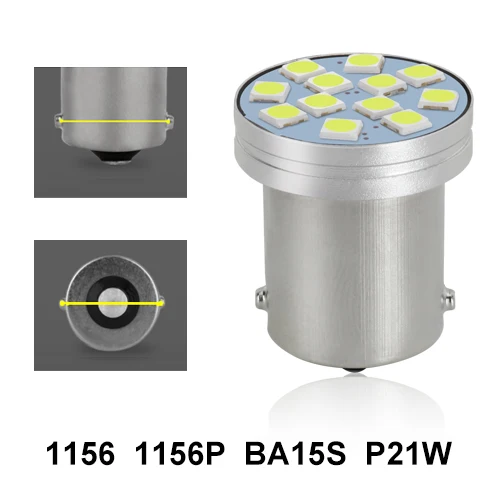 Белый 1 шт. 1156 BA15S P21W BAU15S PY21W светодиодный 1157 BAY15D P21/5 Вт BA15D 800LM 12SMD 3030 задний указатель поворота автомобиля свет авто светодиодные лампы 12 В - Испускаемый цвет: Белый