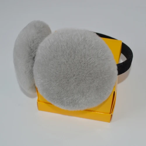 light gray Новинка, женские зимние уличные наушники из меха кролика Рекс, настоящий мех кролика, наушники для милой девочки, русский натуральный мех кролика Рекс, шапка - Цвет: light gray