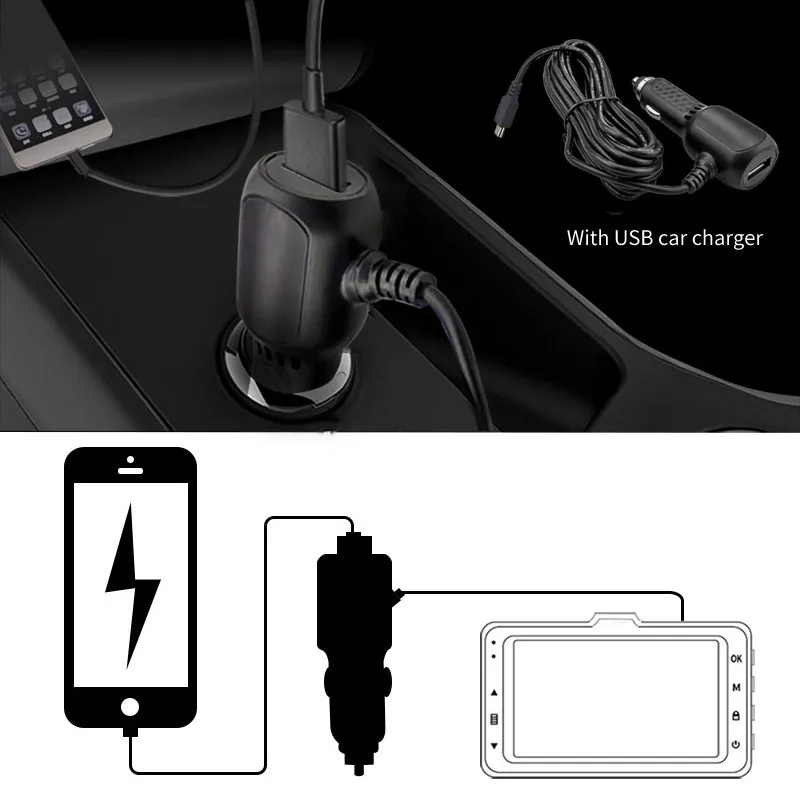 Микро Мини Переходник USB для зарядки в машине с кабелем 3 5 м дополнительным usb