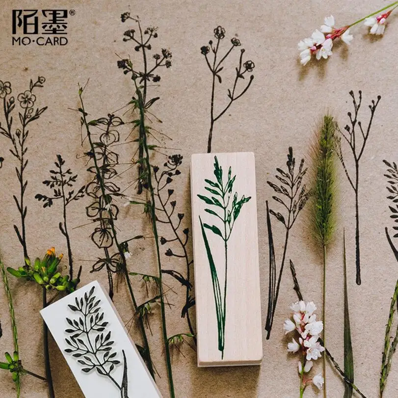 Винтажная трава растения украшения эвкалипта штамп DIY деревянный резиновый для