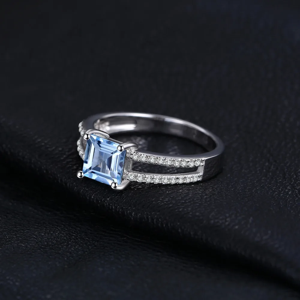 JewelryPalace 1.4ct Принцесса Cut Голубой Топаз Обручальное Юбилейные Кольца Для Женщин